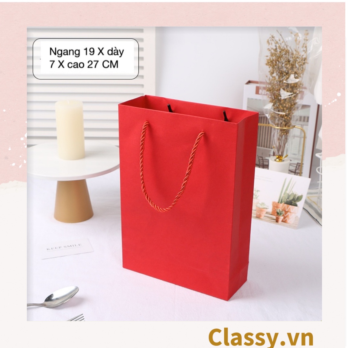 Túi giấy đựng quà Cao 33 * Rộng 18 * Ngang 6 cm họa tiết đá cẩm thạch trơn Q690