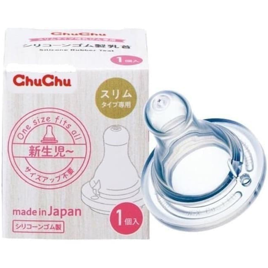 Combo bình sữa thủy tinh G-240ml và 1 núm ty silicon siêu mềm Chuchu Baby (box type, chống đầy hơi)