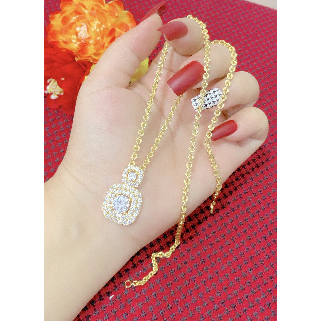 Dây chuyền mặt xoàn mạ màu 18 cao cấp P802