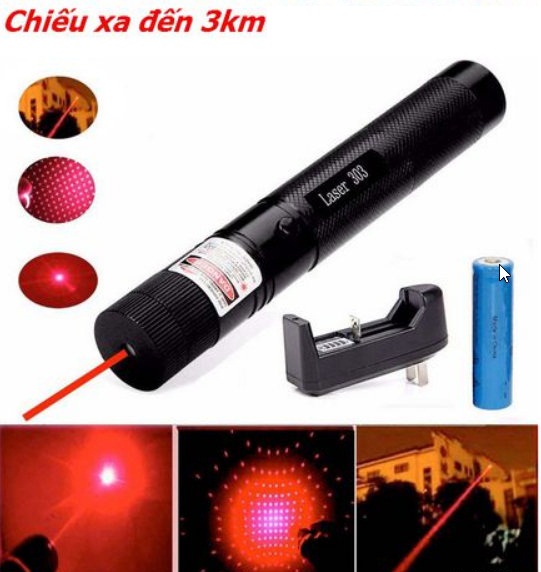 Đèn Chiếu Tia Laser 303 Tia Xanh / Tia Đỏ Cầm Tay Ánh Sáng Mạnh