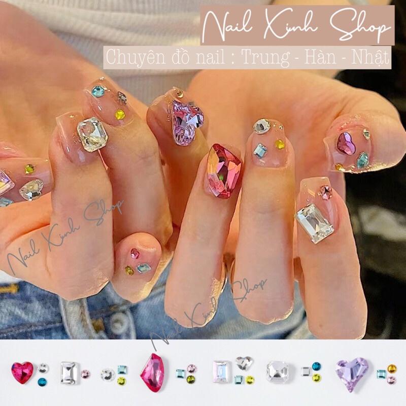 Hủ đá mix đủ màu sáng, bền , đẹp phụ kiện trang trí nail