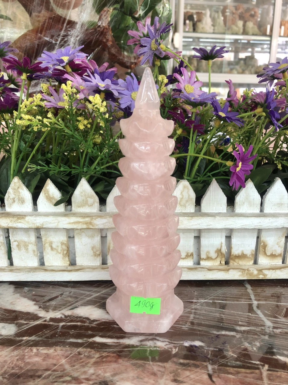 Tháp văn xương 9 tầng đá thạch anh hồng cầu công danh tài lộc