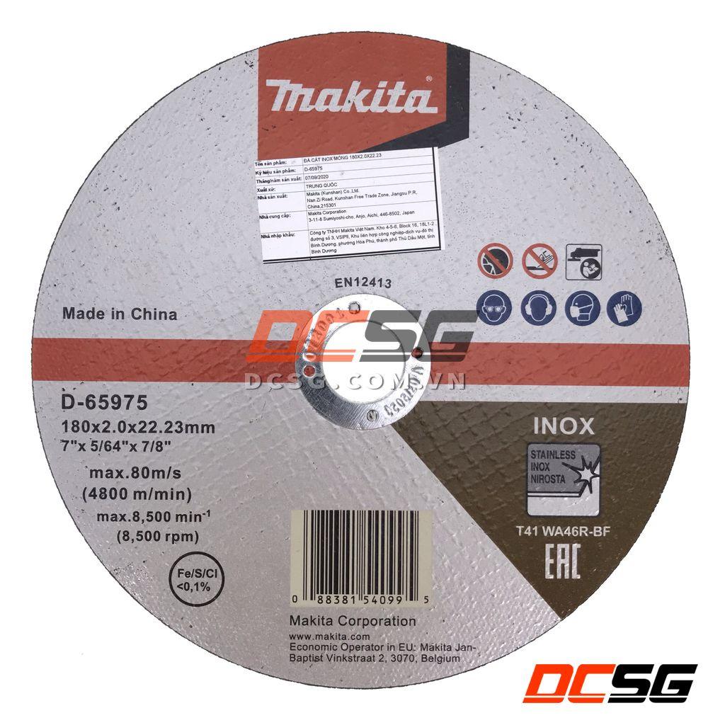Đá cắt mỏng cho Inox 180x2.0x22.23mm Makita D-65975 | DCSG