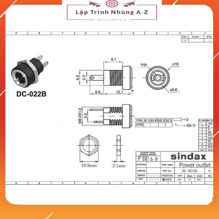 [Lập Trình Nhúng A-Z][144] Jack Nguồn DC-022B 5.5*2.1mm ( Có Cao Su Chống Nước)