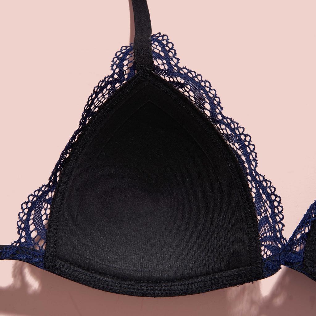 Set đồ lót bralette ren không gọng mút mỏng thương hiệu Mebra, kiểu dáng sexy, ren hoa sang trọng _ MD015