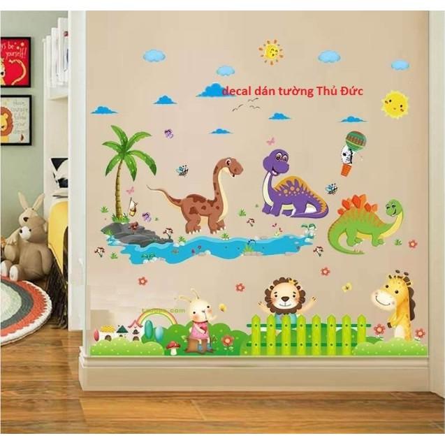 BỘ COMBO DECAL GHÉP ĐÔI TRANG TRÍ - khủng long phối sư tử