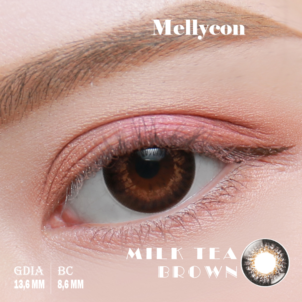 Kính áp tròng màu 1 tháng Mellycon - Milk Tea Brown