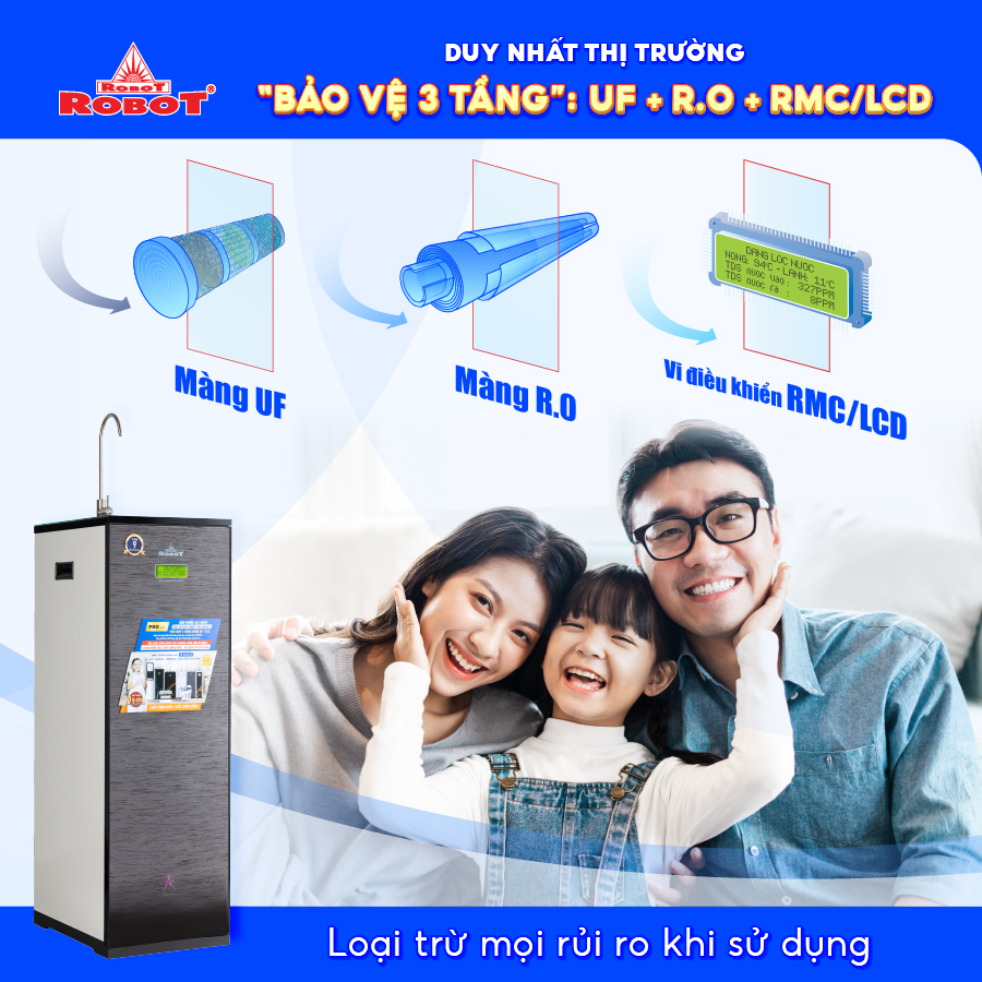 Máy Lọc Nước ROBOT RENO PRO 239GK-UR Tích Hợp Công Nghệ Lọc R.O + UF - Hàng Chính Hãng