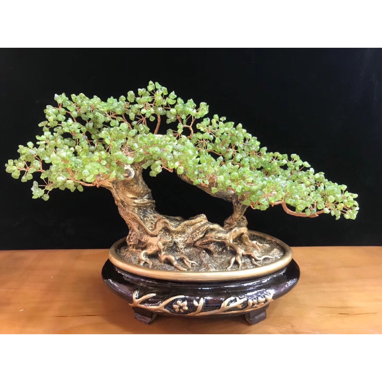 Cây tài lộc bonsai phong thủy đá peridot - Cao 30 cm