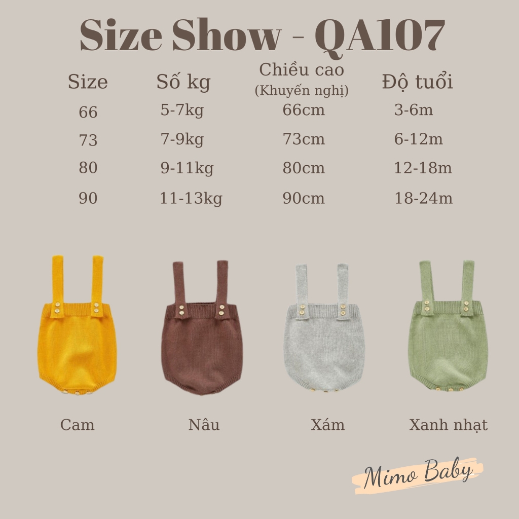 Yếm len kiểu dáng basic mùa thu đông phong cách Hàn Quốc cho bé QA107 Mimo Baby