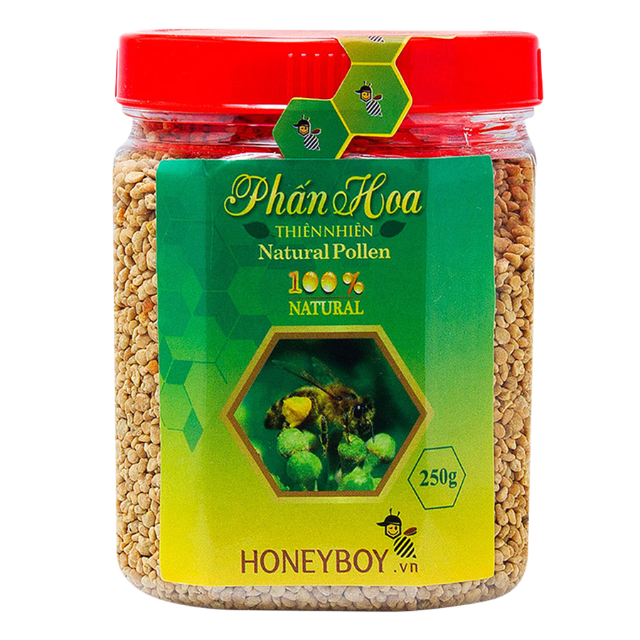 Combo Mật Ong Thô Honeyboy (1L) + Phấn Hoa Thiên Nhiên Honeyboy (250g) - Tặng Mật Ong Sữa Chúa Honeyboy (100ml)