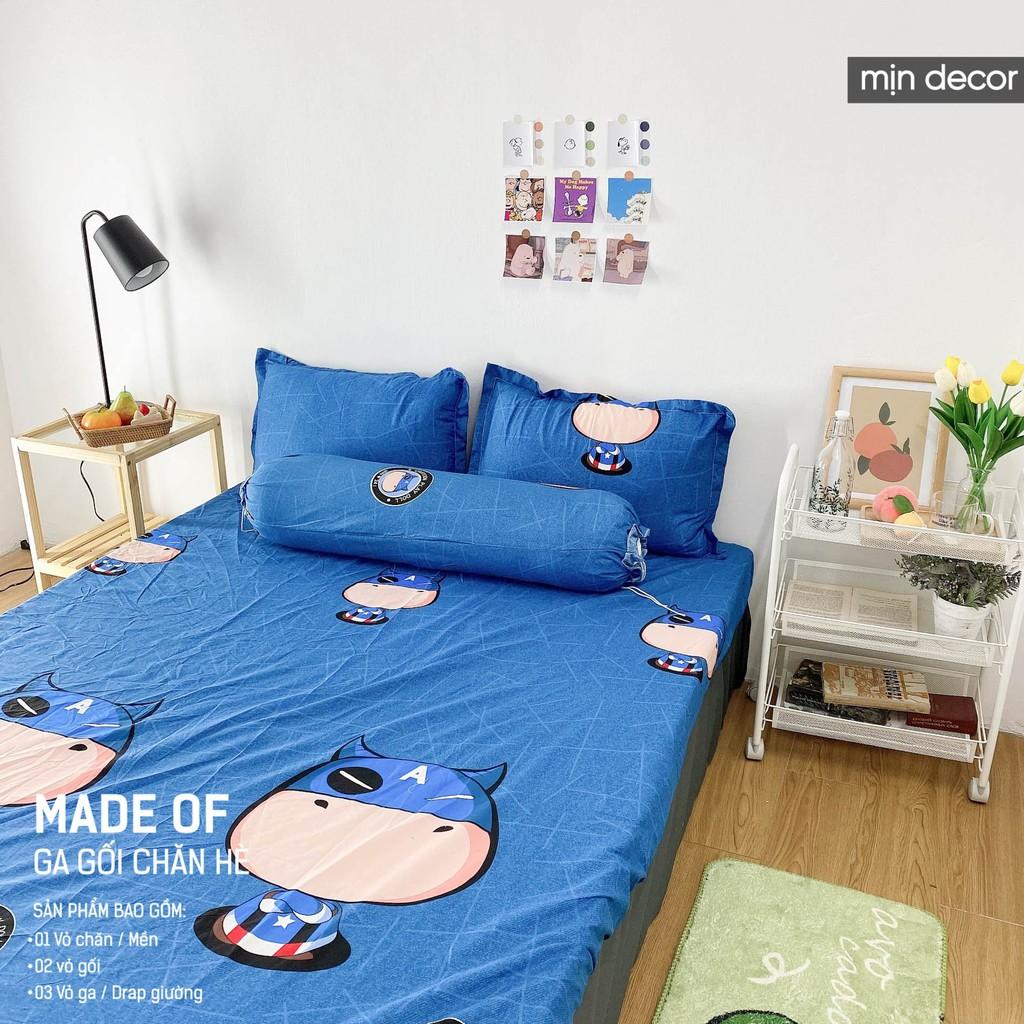 Bộ Ga Giường Cotton 3D Mịn Decor - Drap Giường và Vỏ Gối In 3D Ga Chun Mềm Mịn Nhiều Màu Sắc