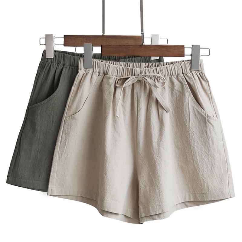 Quần short nữ quần đùi nữ cạp chun chất đũi sần nhẹ mát