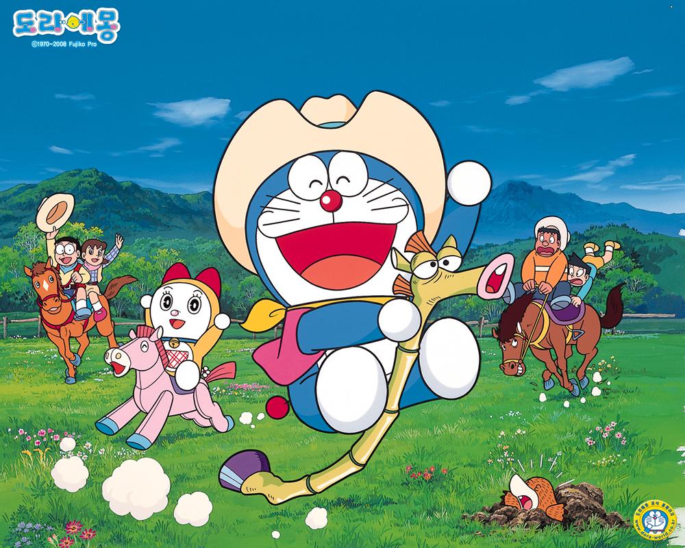 Poster A4 dán tường Anime, decal 21x30 trang trí có keo Doraemon Wallpapers (13).jpg