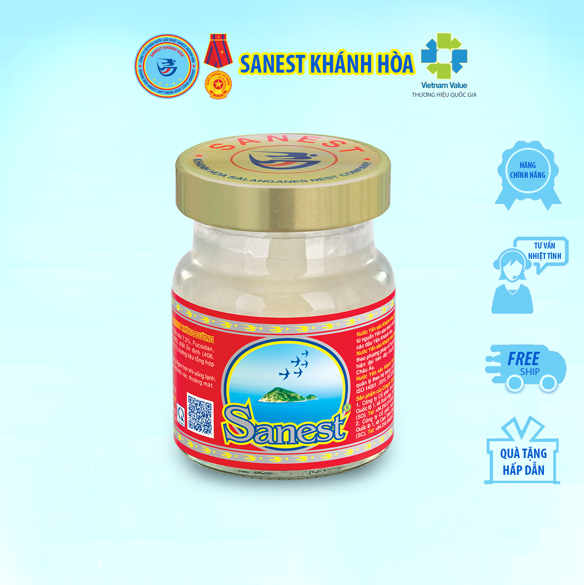 [Combo 20 lọ] Nước Yến sào Khánh Hòa Sanest đóng lọ 70 ml- Sản phẩm sử dụng đường dành cho người ăn kiêng