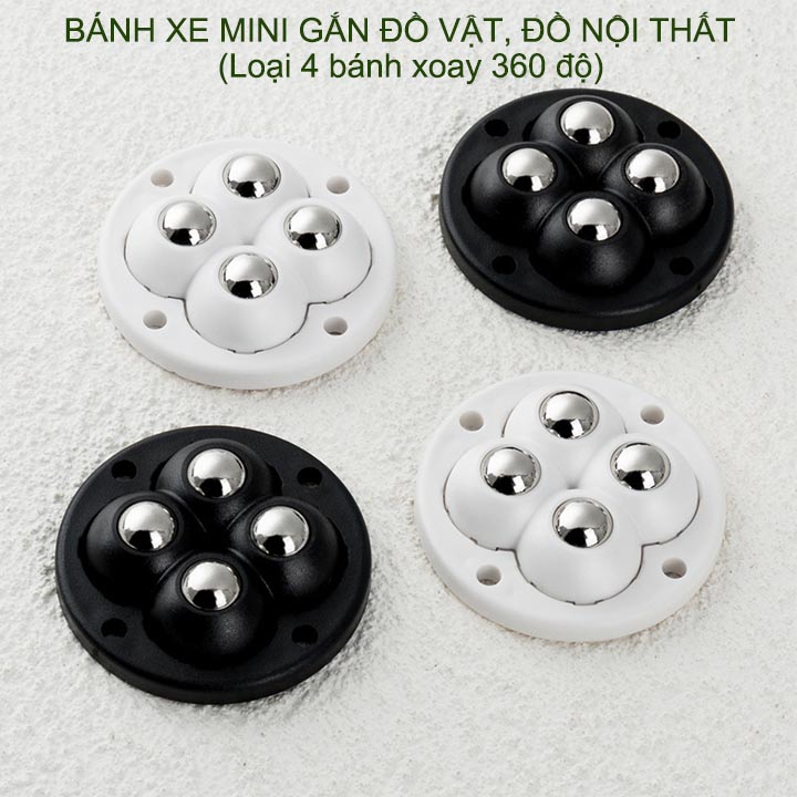 Bộ 4 bánh xe mini 4 gắn đồ vật, đồ nội thất đa năng giúp dễ dàng di chuyển