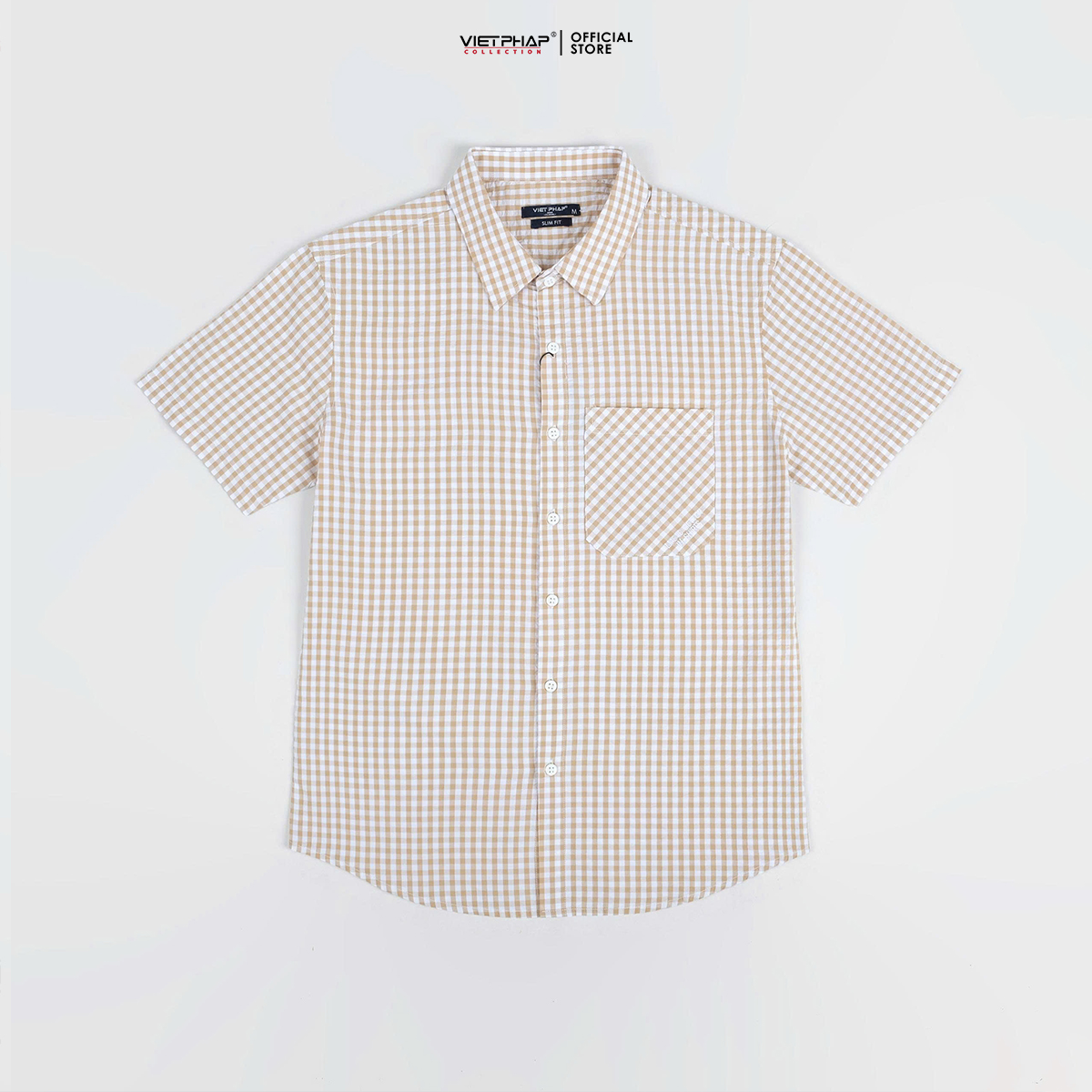 Áo Sơ Mi Nam Ngắn Tay VIỆT PHÁP/  Form Regular, Chất liệu Cotton Cao Cấp thoáng mát, thấm hút mồ hôi 2001