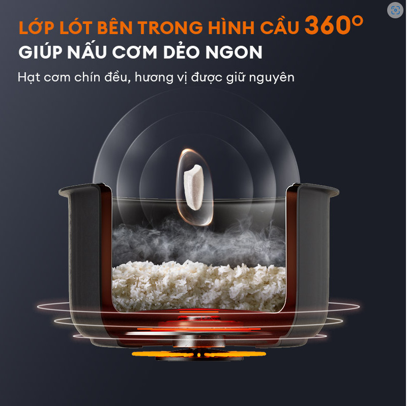 Nồi cơm điện tử thông minh dung tích 5L Gaabor GR-S50D nồi 1.8L 800W nhiều chế độ nấu, hẹn giờ, chống dính cao cấp - Hàng Chính Hãng - Chỉ Giao Hà Nội