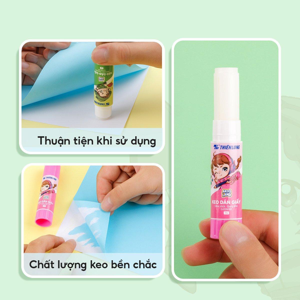 Keo Khô Dán Giấy - Nhân Vật Akooland Thế Giới Học Cụ Thần Kỳ - Thiên Long G-026/AK - Màu Hồng