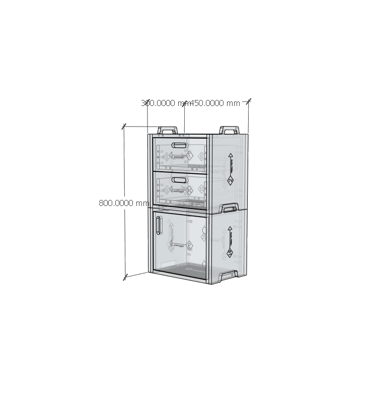 HAPPY FURNITURE , Gỗ tự nhiên , Tủ lưu trữ 3 tầng 2 ngăn kéo gỗ Plywood - GAMOR , TLT_036 , 45cm x 30cm x 80cm DxRxC