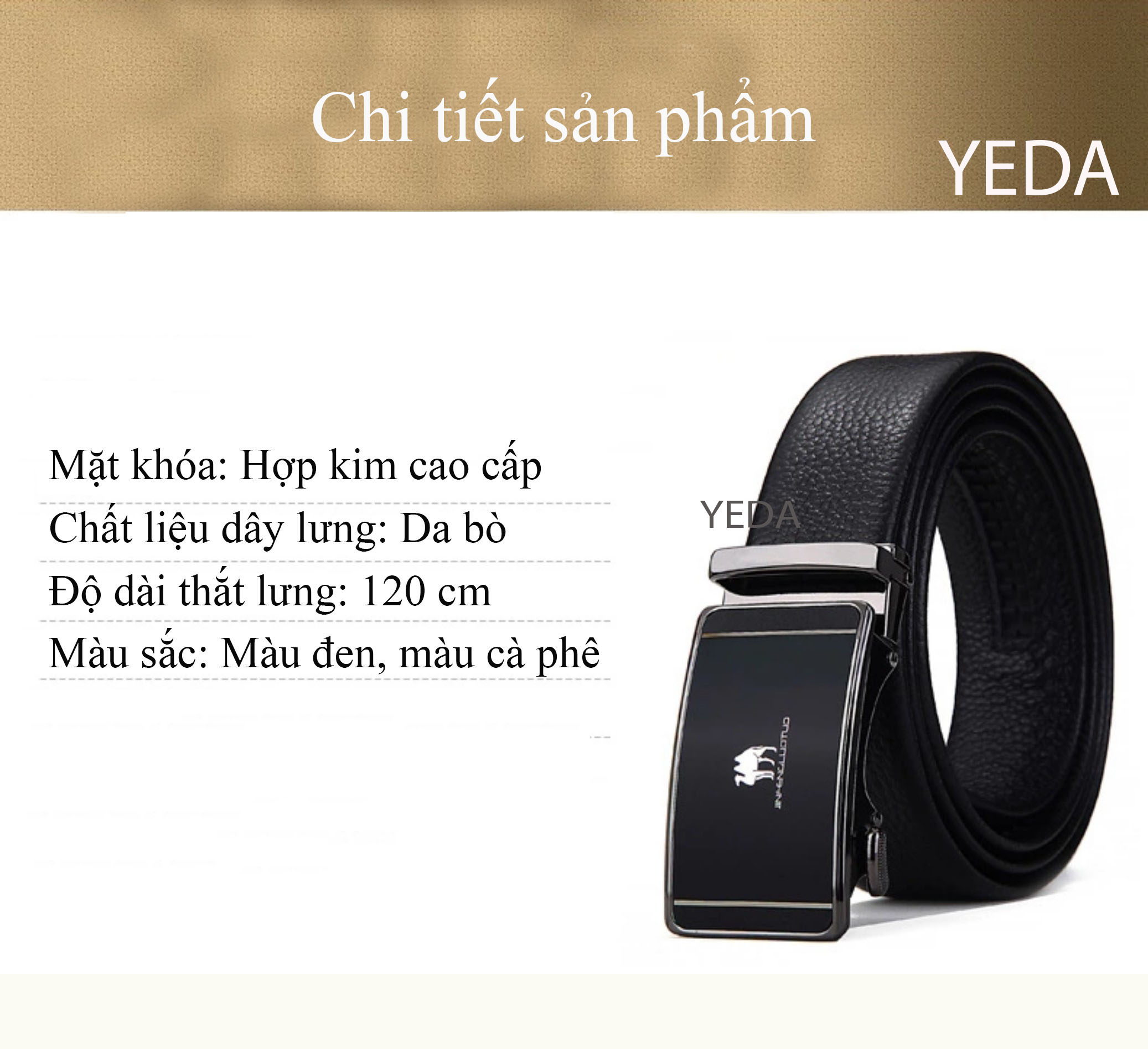 Thắt lưng nam dây nịt nam da bò thật khóa tự động Mã GZA-101.CLG