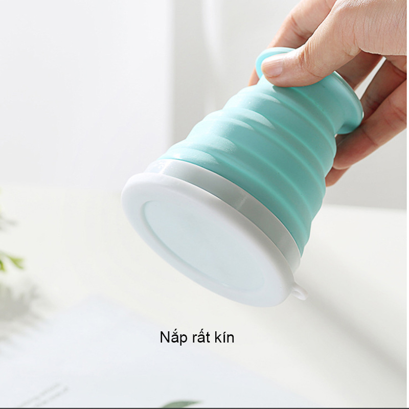 Cốc ly gấp gọn bằng silicon dùng uống nước đa năng YD200, có dây xách