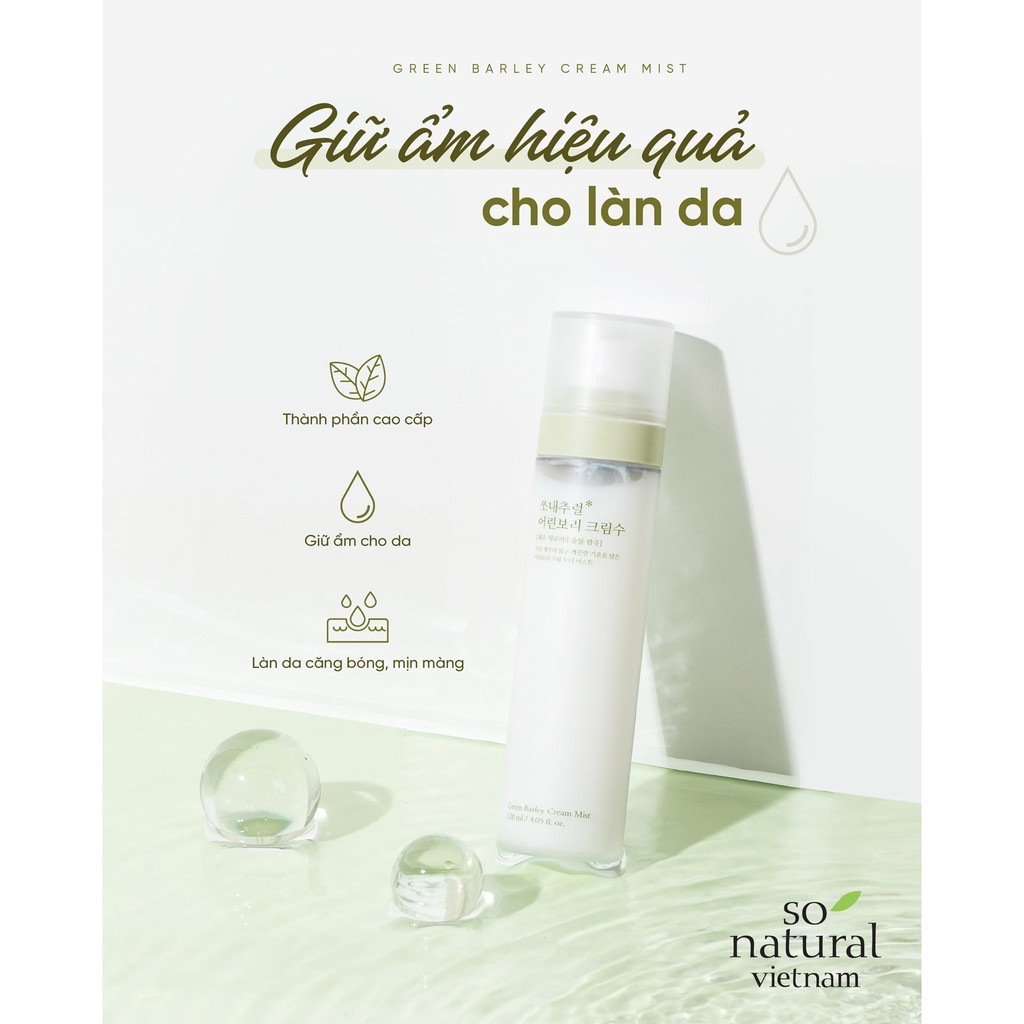 Xịt Khoáng Lúa Mạch So Natural Green Barley Cream Mist Hàn Quốc