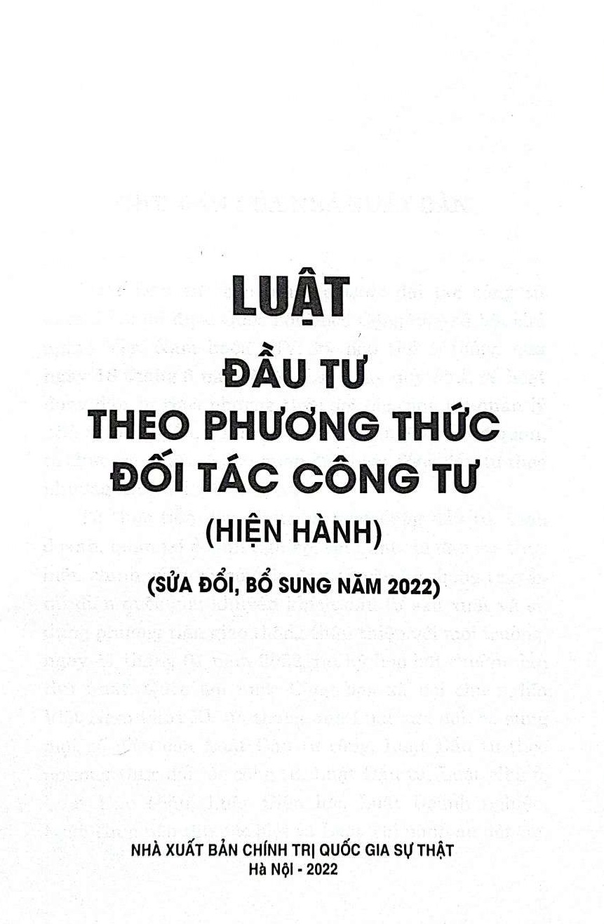 Luật đầu tư theo phương thức đối tác công tư