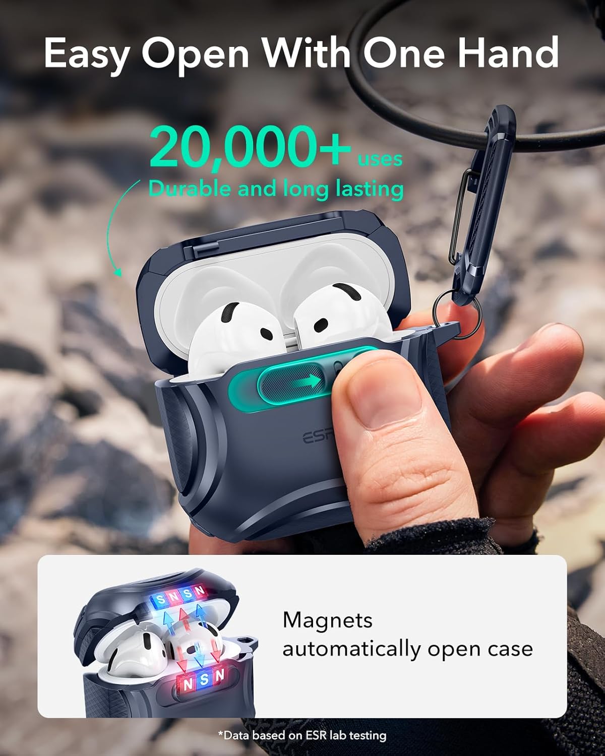 Bao Case ESR Cyber FlickLock Case with HaloLock cho Airpods 4 - Hàng Chính Hãng