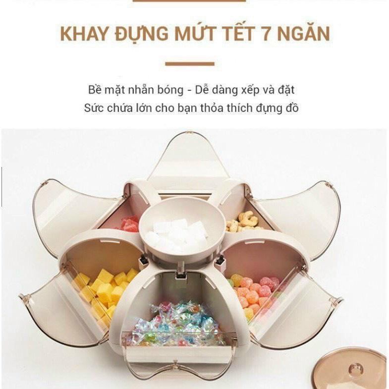 Khay Đựng Mứt Tê, Hộp Mứt Tế, Khay Mứt Tết HAI Tầng, Xoay Hình Cánh Hoa Sen. Song Anh