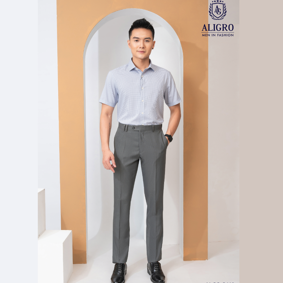 Quần âu nam ALIGRO màu lông chuột dáng basic ống đứng, chất liệu cao cấp ALGO1014