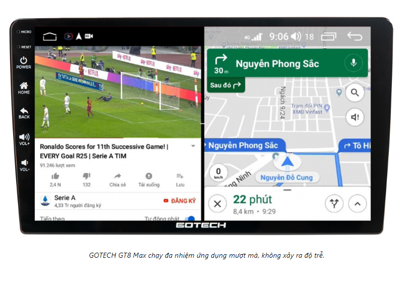 MÀN HÌNH Ô TÔ THÔNG MINH GOTECH GT8 MAX 10INCH, DVD CHO OTO, MÀN HÌNH ANDROI Ô TÔ, DVD GẮN TAPLO