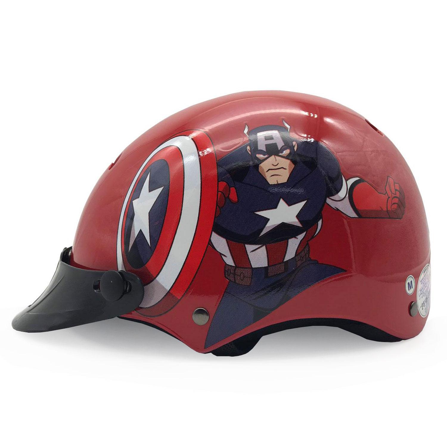 Mũ Bảo Hiểm Trẻ Em Cao Cấp Protec Kitty Họa Tiết Siêu Anh Hùng Captian America, An Toàn, Siêu Thoáng – Hàng Chính Hãng