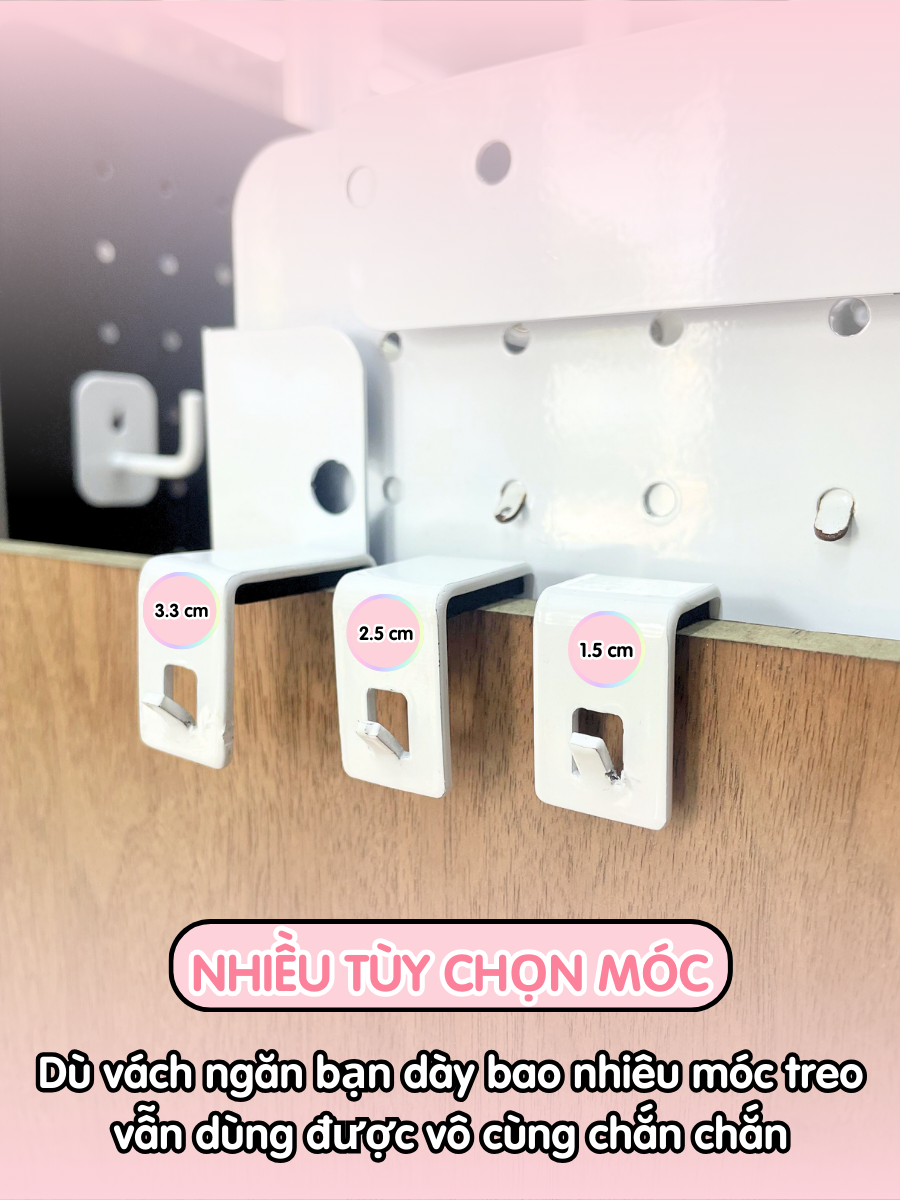 Bảng lỗ Pegboard kim lọai Dola Home móc vách ngăn văn phòng làm việc, móc cửa sổ KHÔNG khoan tường