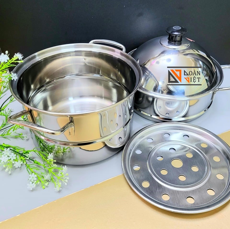 Bộ NỒI xửng hấp INOX 2 TẦNG CAO CẤP. Có thể hấp 2 món và NẤU CANH sử dụng ĐA NĂNG. Dụng cụ nhà bếp HIỆN ĐẠI CHUYÊN NGHIỆP phù hợp mọi GIA ĐÌNH hàng quán