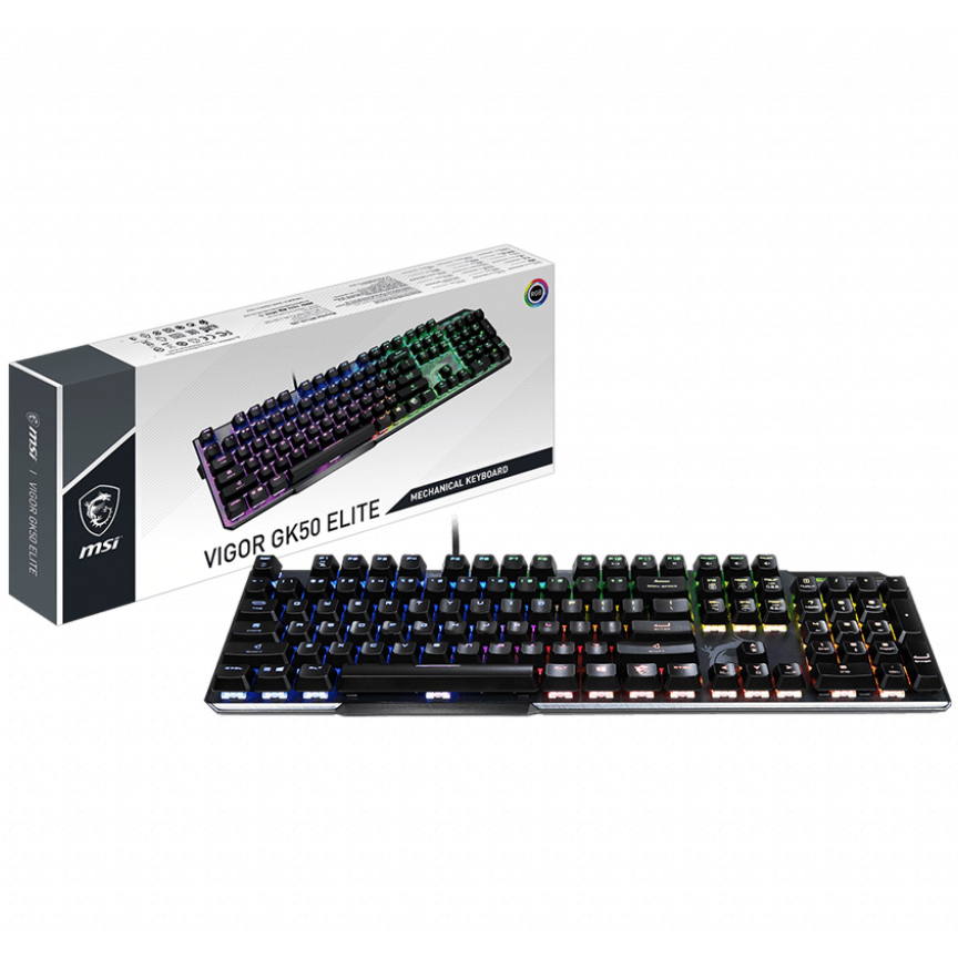 Bàn phím cơ gaming MSI Vigor GK50 Elite BW US, Kailh Box White Switch - Hàng chính hãng