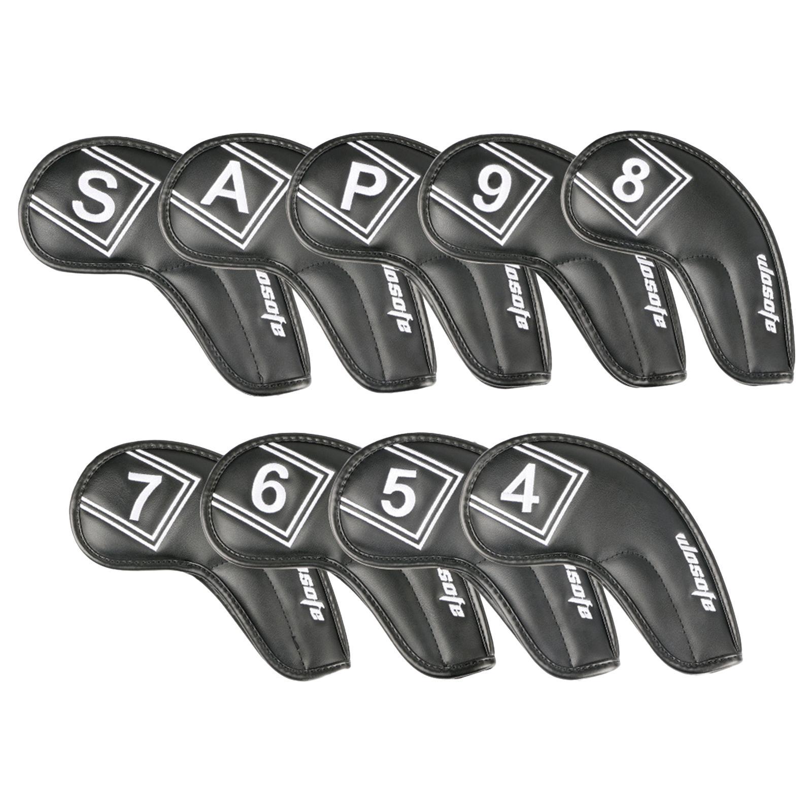 9Pcs/Pack PU Golf Iron Covers Set Golf Club Head Cover for Most Irons