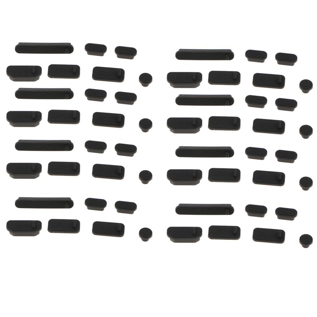 8x 7 Pieces Usb Hdmi Dustproof Audio Port Plug Cover for Pc Black