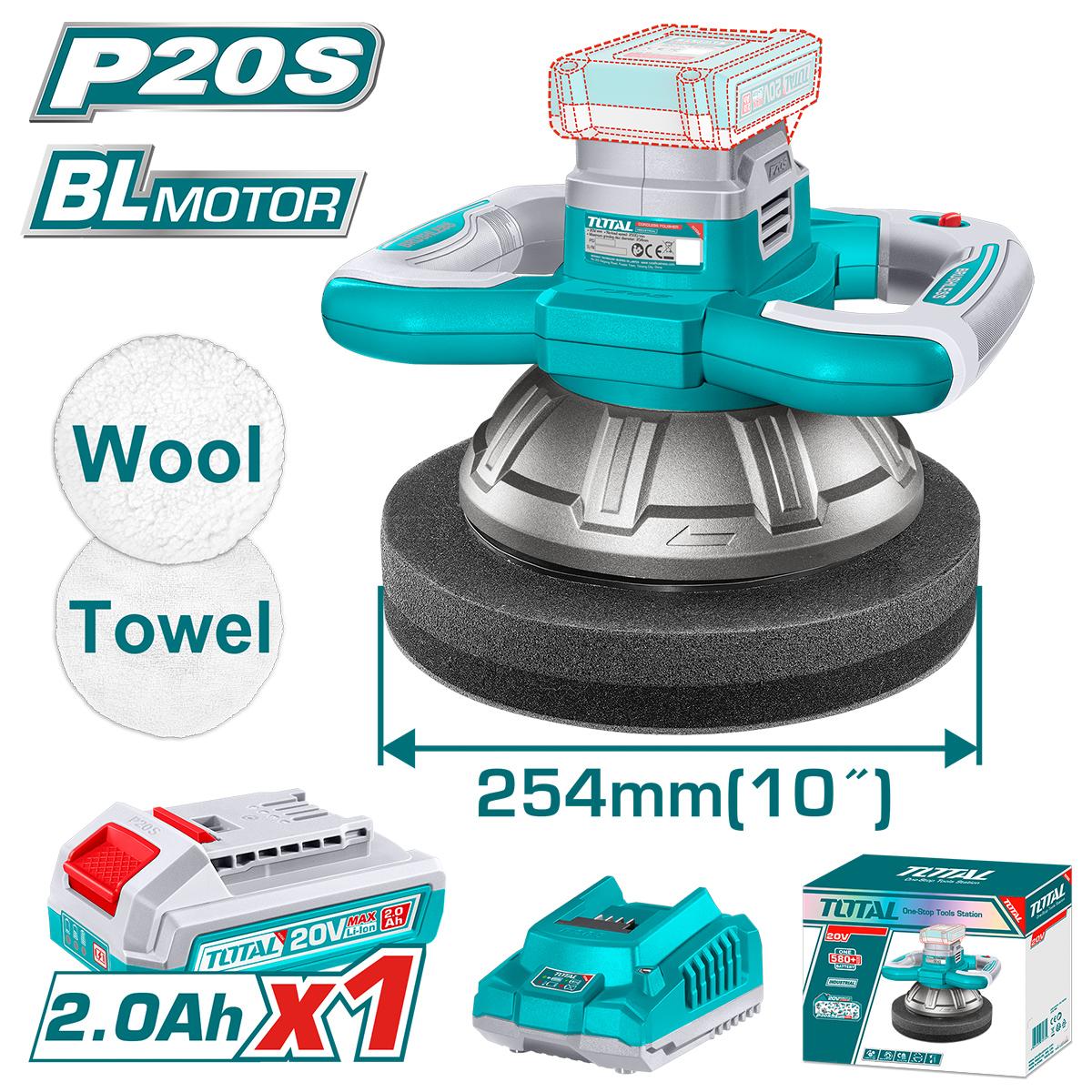 MÁY ĐÁNH BÓNG KHÔNG CHỔI THAN DÙNG PIN 20V (KHÔNG KÈM PIN &amp; SẠC) TOTAL TOPLI202548 - HÀNG CHÍNH HÃNG