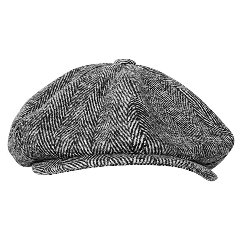 Len Newsboy Nắp Nam Màu Xám Sừng Trâu Dẹt Mũ Lưỡi Trai Nam Nữ Anh Họa Sĩ Mũ Mềm Mùa Thu Đông Nón Hình Bát Giác Nắp BLM09