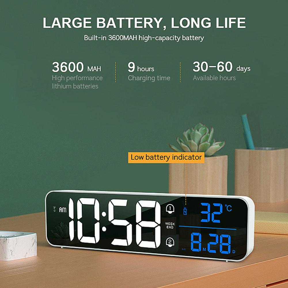 Đồng hồ báo thức kỹ thuật số thông minh màn hình led, thiết kế nhỏ gọn, sang trọng với 13 âm thanh chuông báo