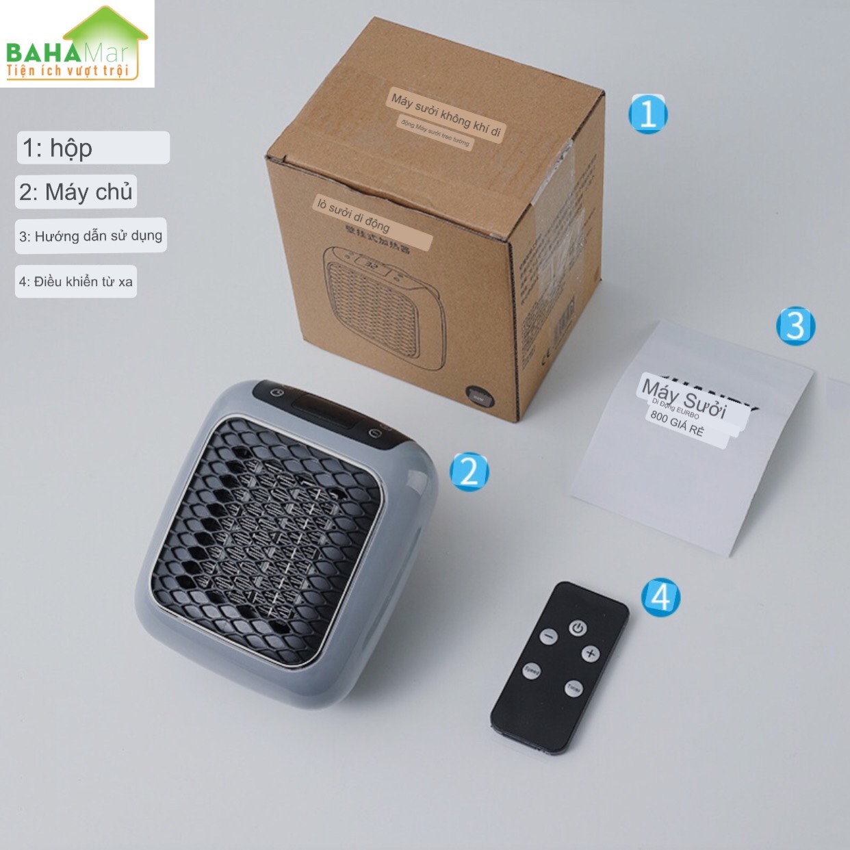 QUẠT SƯỞI MINI PTC LÀM NÓNG NHANH TẢN NHIỆT ĐỀU MANG KHÔNG KHÍ ẤM ÁP "BAHAMAR" Điều khiển từ xa không dây, ấm áp và thoải mái