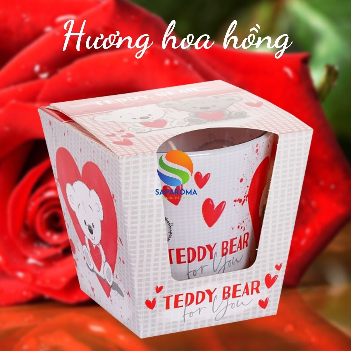 Ly nến thơm tinh dầu Bartek Teddy Bear 115g QT8857 - hương hoa hồng, nến trang trí, thơm phòng, thư giãn, hỗ trợ khử mùi (giao mẫu ngẫu nhiên)