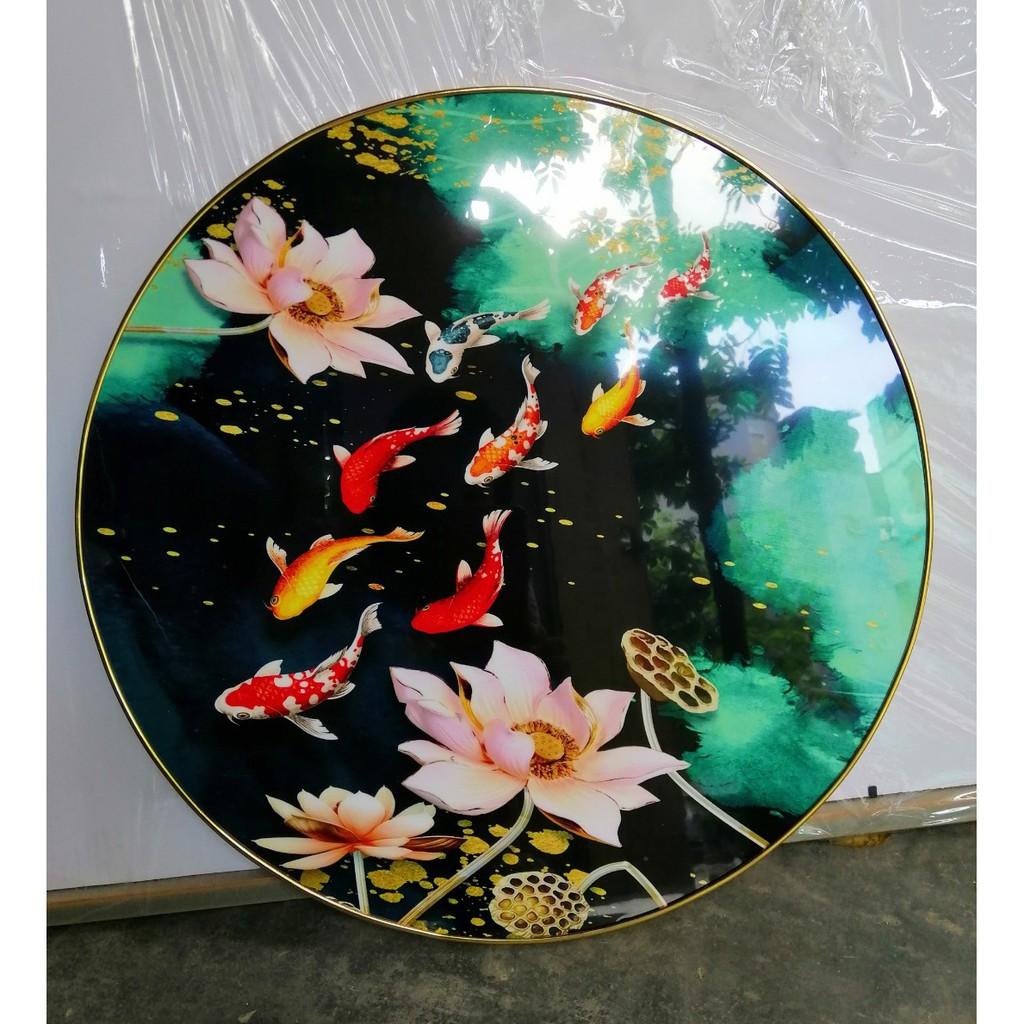 Xả tranh tròn tráng gương sen cá