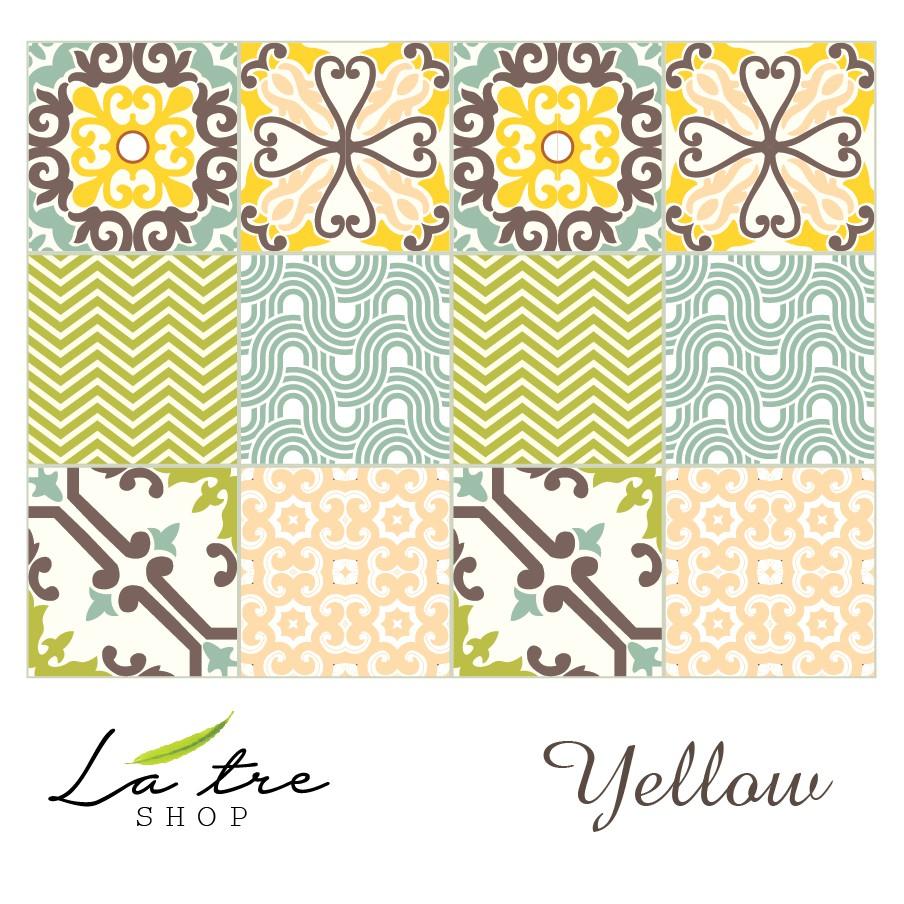 Decal dán bếp Decan dán tường Decal chống nước dán kính, nhà tắm - Decal gạch bông loại 1- BoxlineYellow