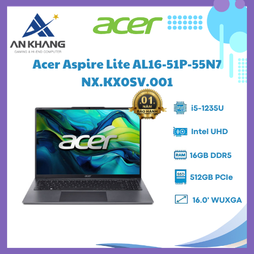 Laptop Acer Aspire Lite AL16-51P-55N7 NX.KX0SV.001 - HÀNG CHÍNH HÃNG