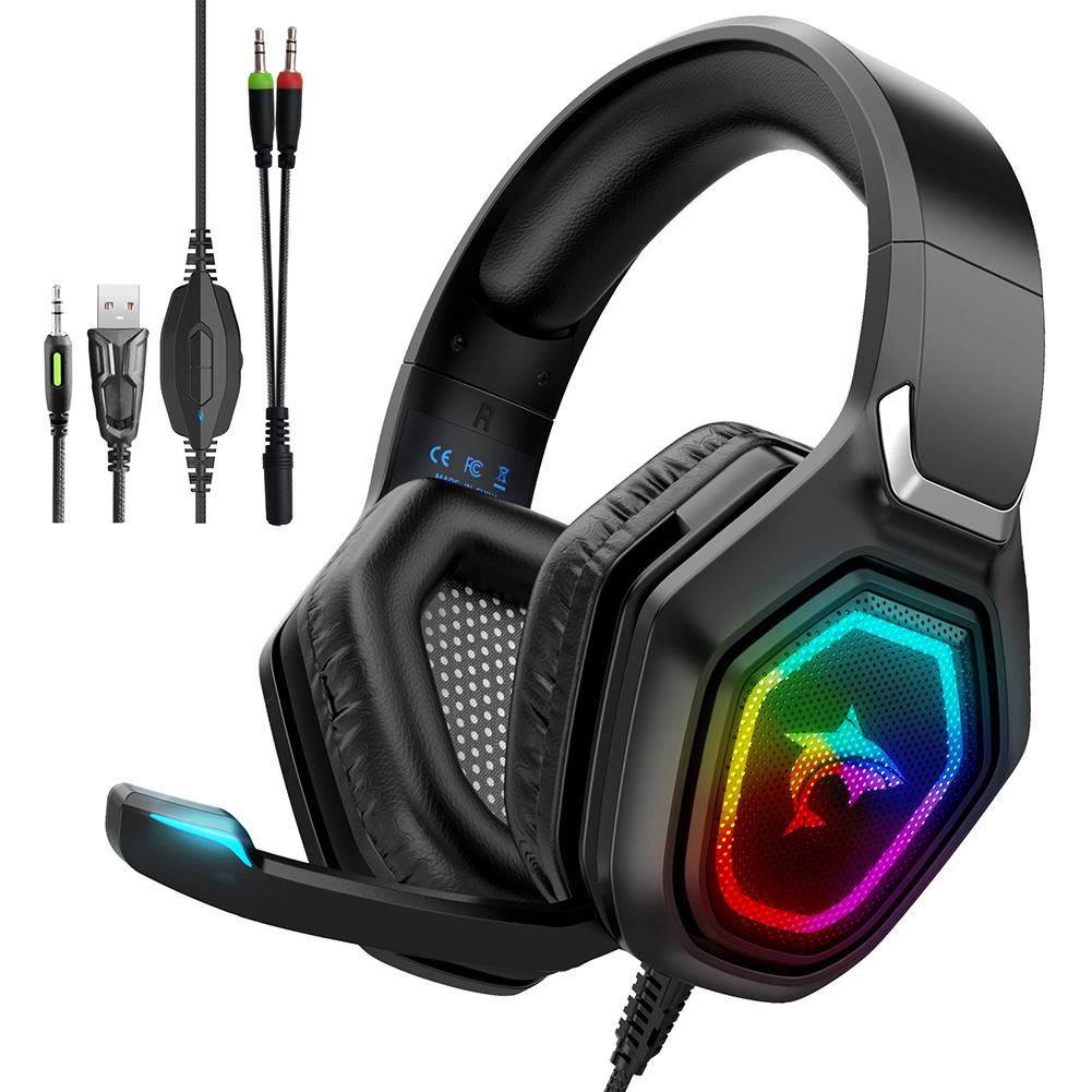 Có Dây 3.5Mm Tai Nghe Chơi Game Đèn RGB Máy Tính Máy Tính Game Thủ Trên Tai Tai Nghe Game Tai Nghe Bass Stereo Trên Đầu