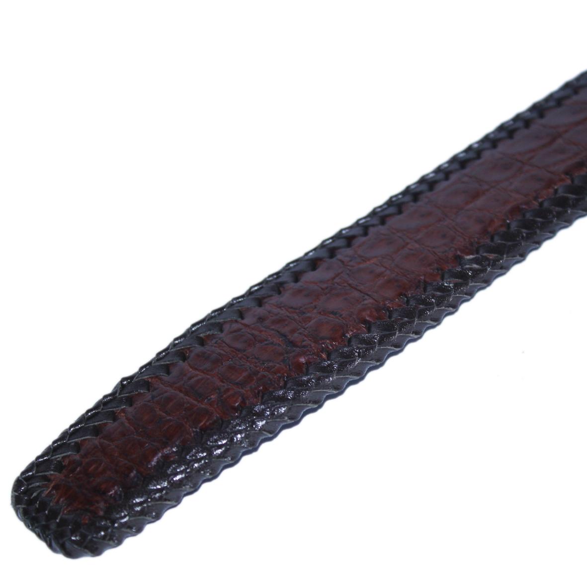 Thắt lưng nam da cá sấu Huy Hoàng đan viền 3,5P màu đen, nâu đất, vàng bò, nâu đỏ HC4216-17-18-41