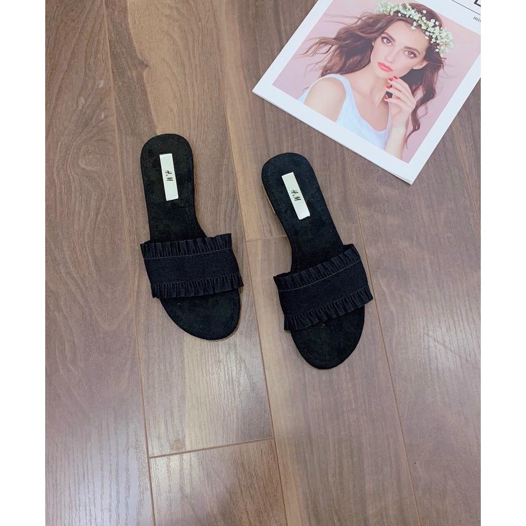 Dép quai ngang to- dép quai ngang vải xếp nhún