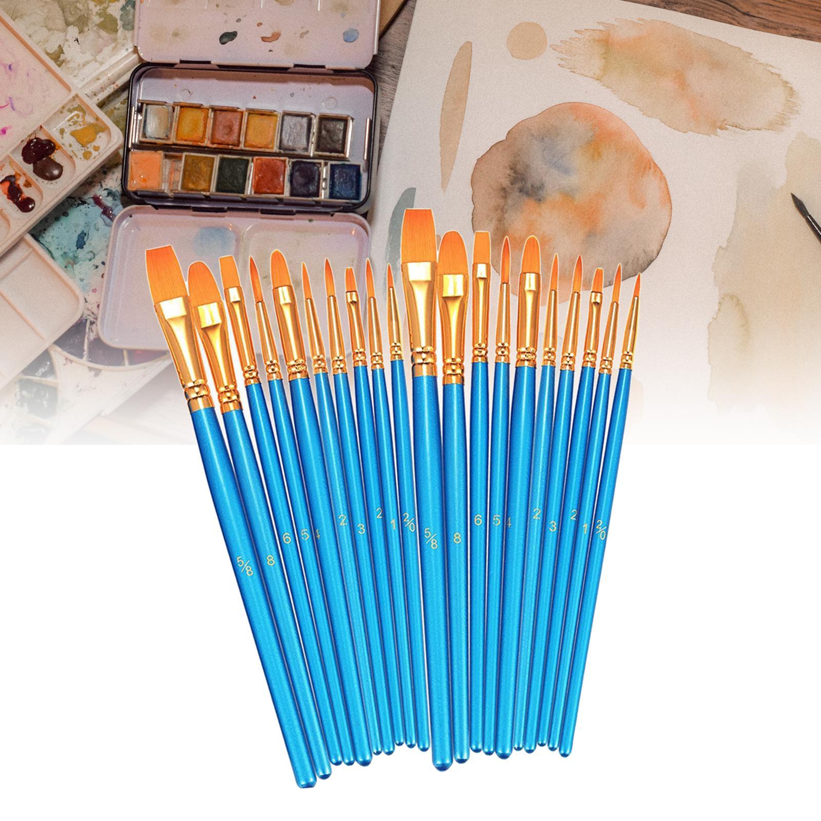 20x Paint Brush Pen Set Paintbrush Portable Professional Nylon Hair Flat Watercolor Oil Painting Brush Pen for Oil Body Face Painting Adults